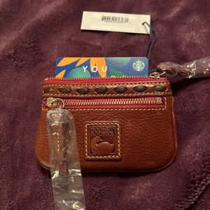 Dooney Florentine Chestnut Leather Coin Card Case NWT